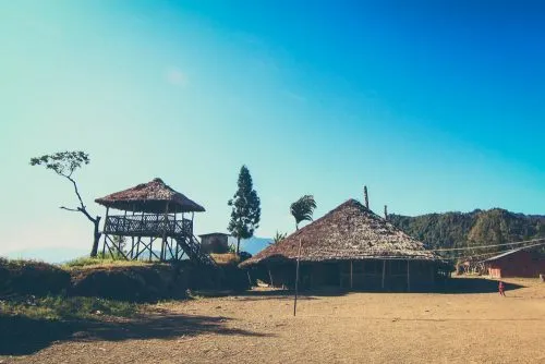 House of the Village Chief, or “Angh”. It lies half in India and half in Myanmar. The international border cuts across the house longitudinally!