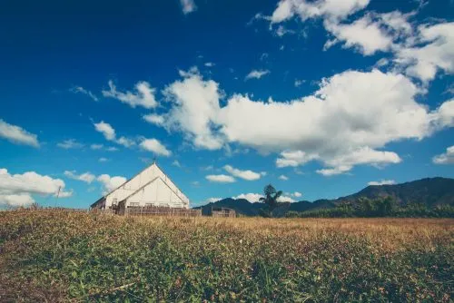 The slow process of converting the animist tribe to Christianity started somewhere in the early 1900s. Today, most of the Nagas have converted, left their headhunting ways, and are staunch followers of Christianity. Every village has a church, like this.