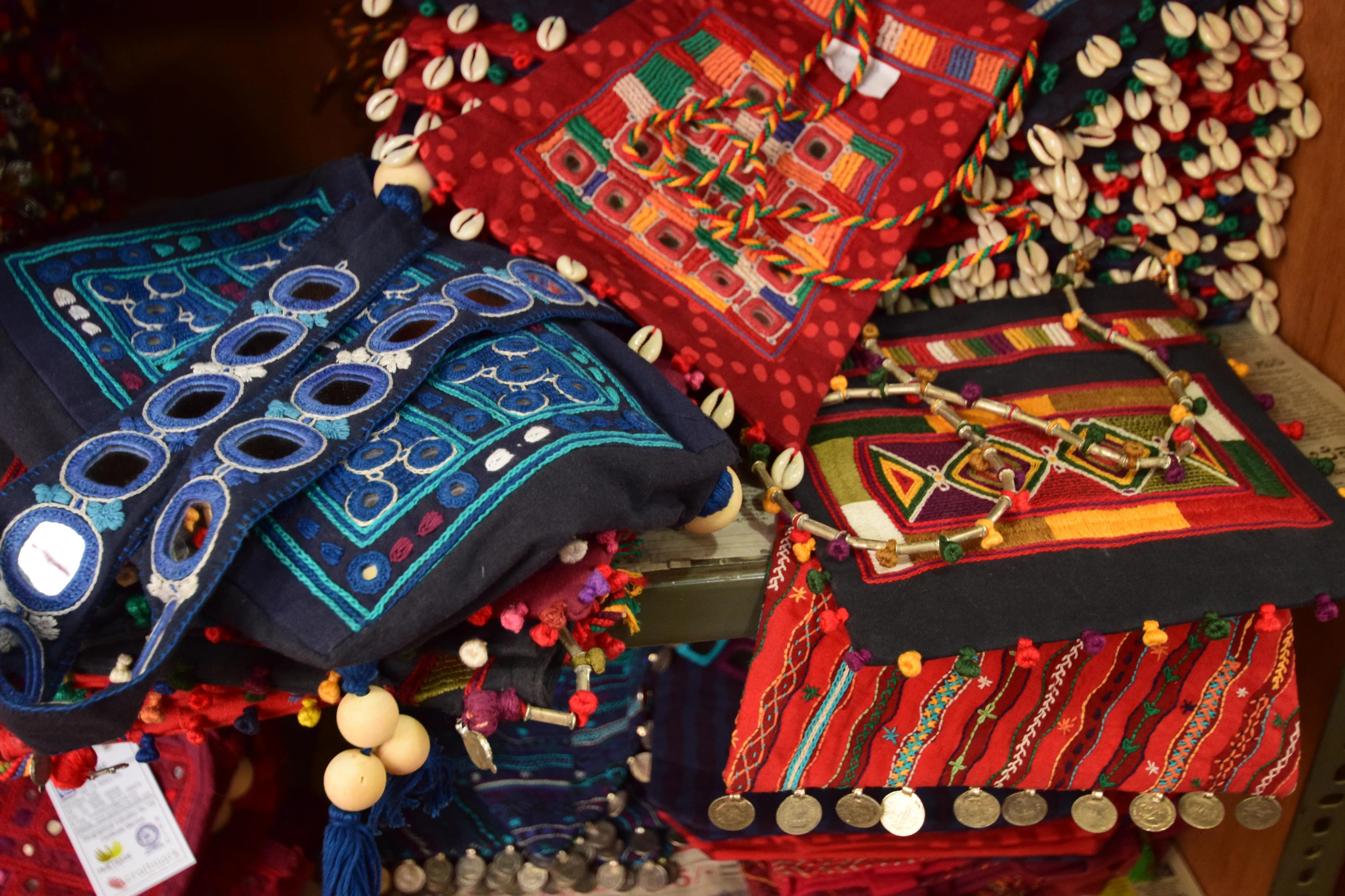 Some of the colorful handbags