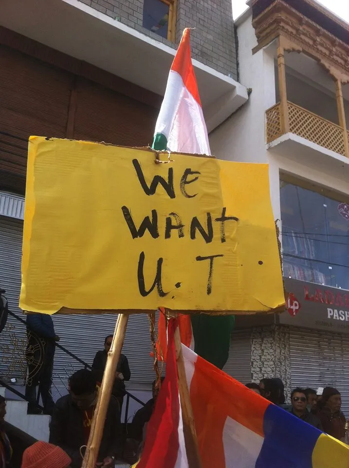 During a protest for Union Territory status in Leh. (Source: Facebook)