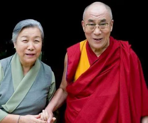 Ama Jetsun Pema with her brother His Holiness the 14th Dalai Lama. (Source: Facebook)