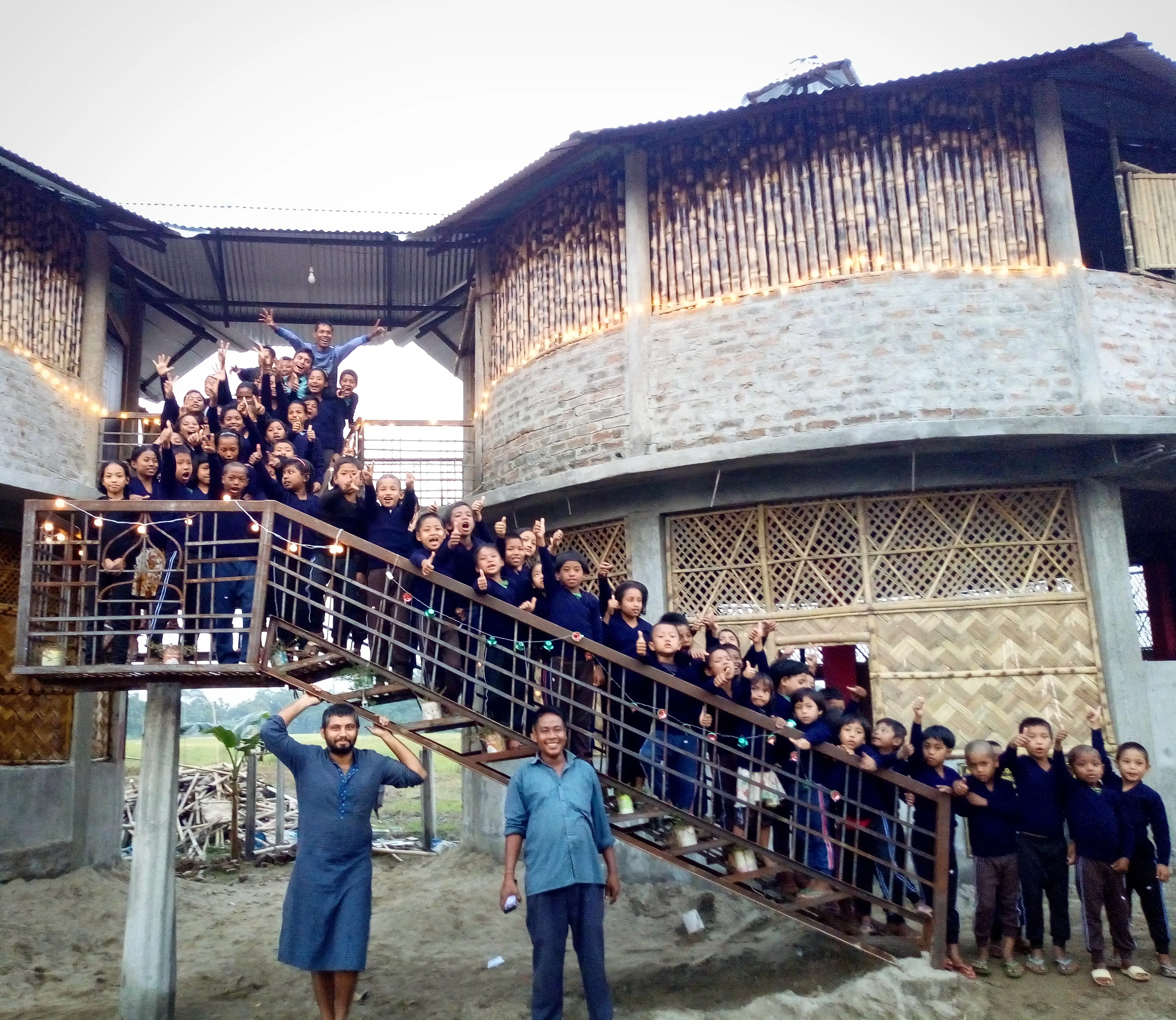 Bipin Dhane with the students of The Hummingbird School. 