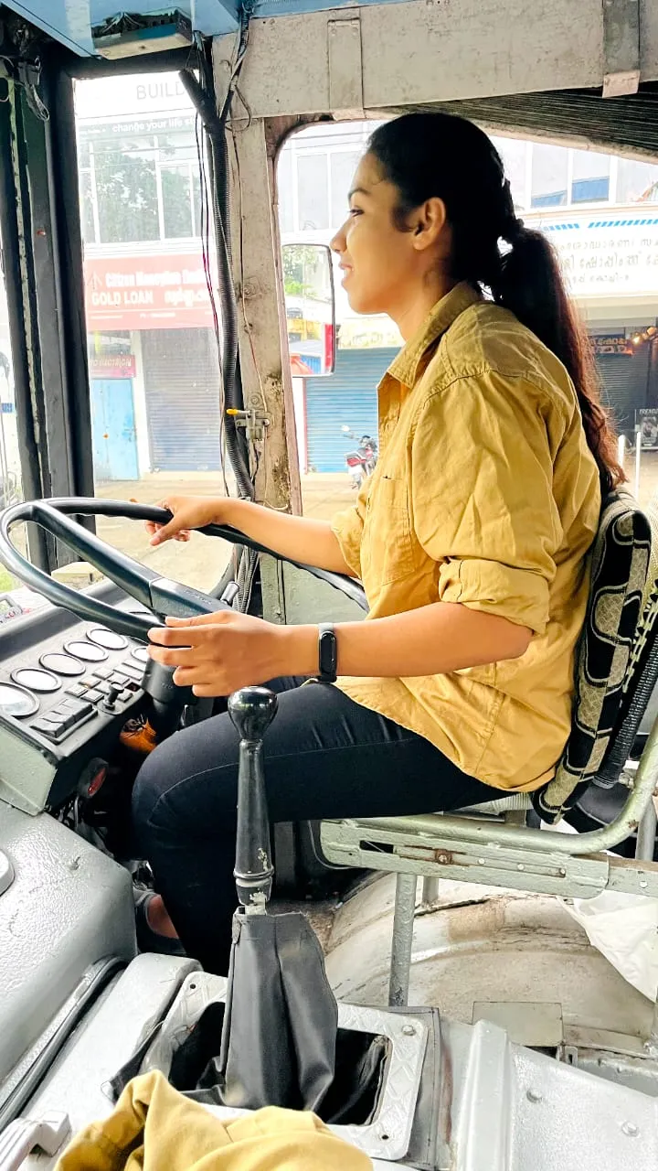 woman driver ann mary driving a bus 