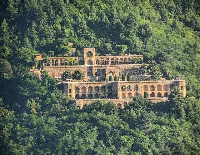 An aerial view of Pari Mahal on the Zabarwan mountain range in Kashmir Valley.