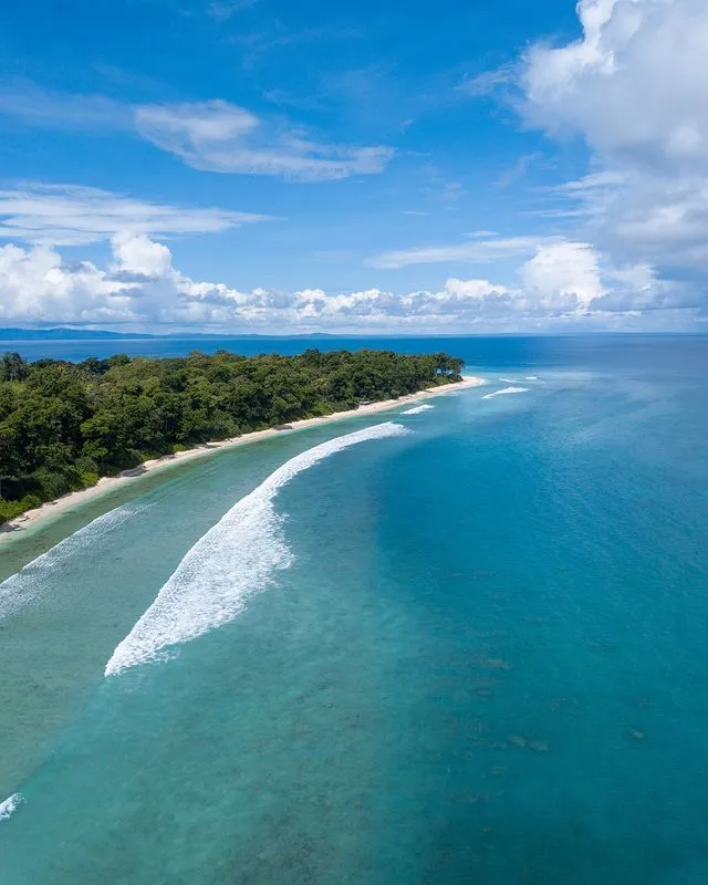 An aerial view of Radhanagar beach in Havelock Islands. 