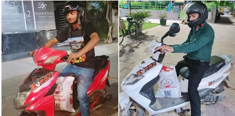 Fresh Produce Shoppe makes 100 deliveries on electric-two wheelers in Delhi and Gurgaon every day<br />
 (Image courtesy: Anuj Soni).