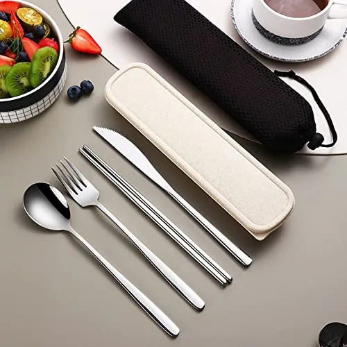 A set of reusable steel cutlery