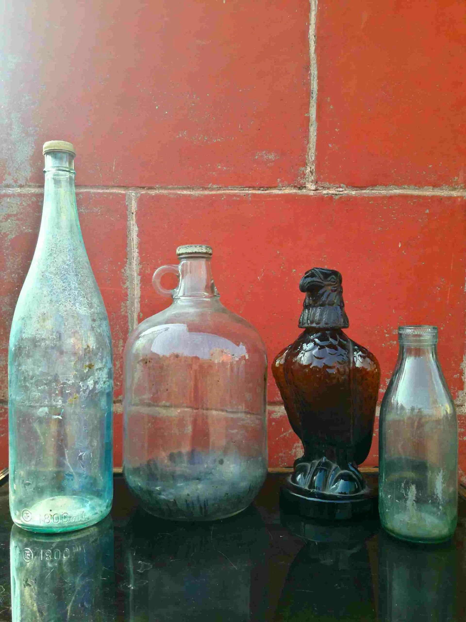 Vintage glass bottles from pre-Independent era
