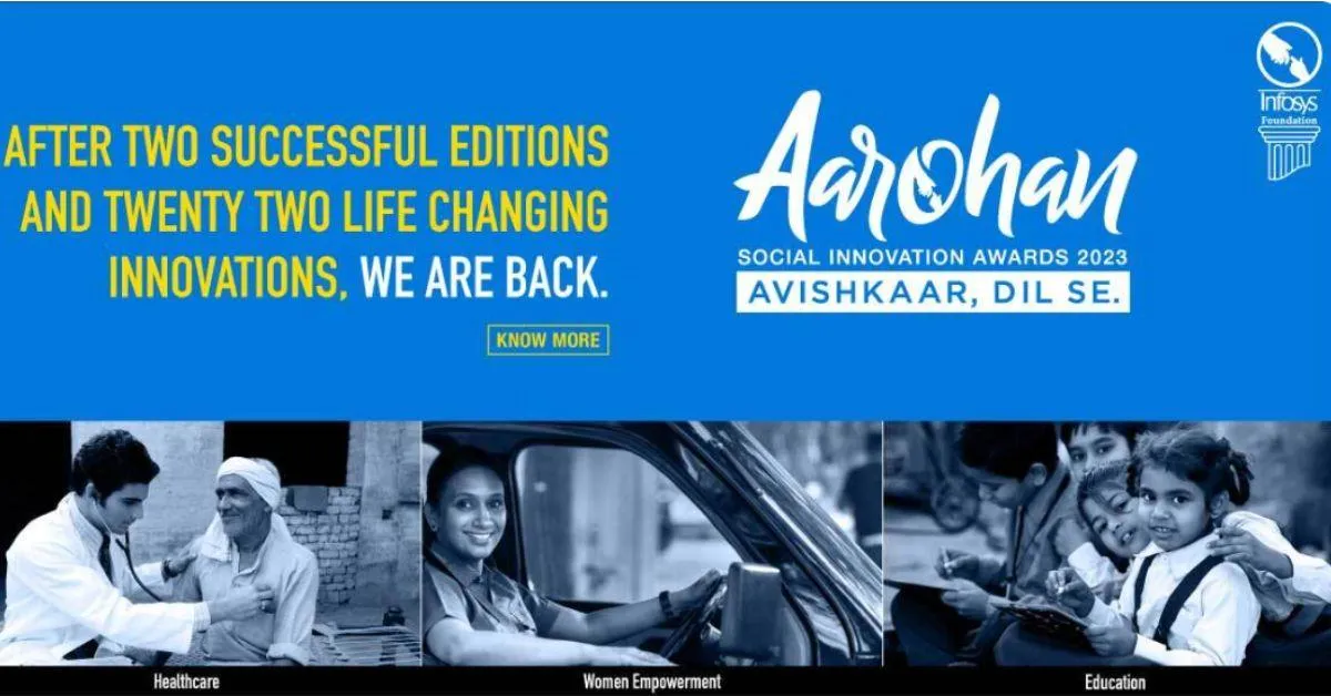 the banner for infosys foundation's aarohan social innovation awards 