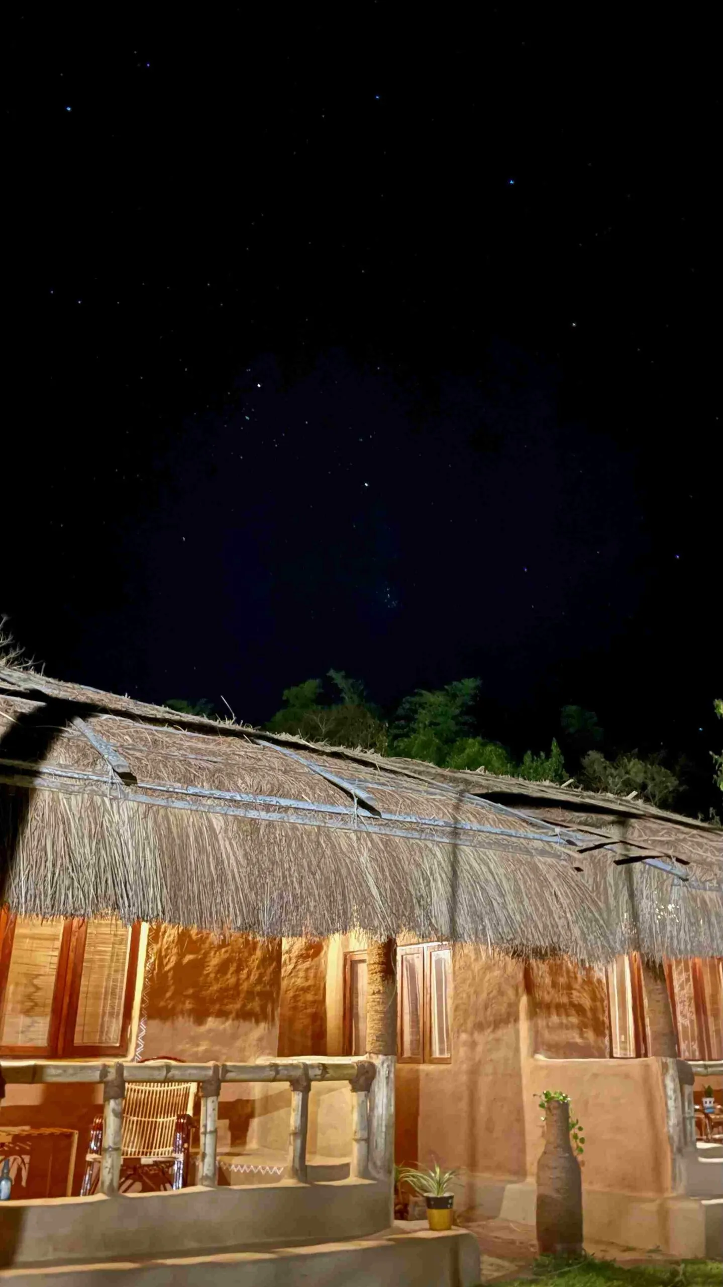 The cottages at the property are made with wood, stone, mud and upcycled wood