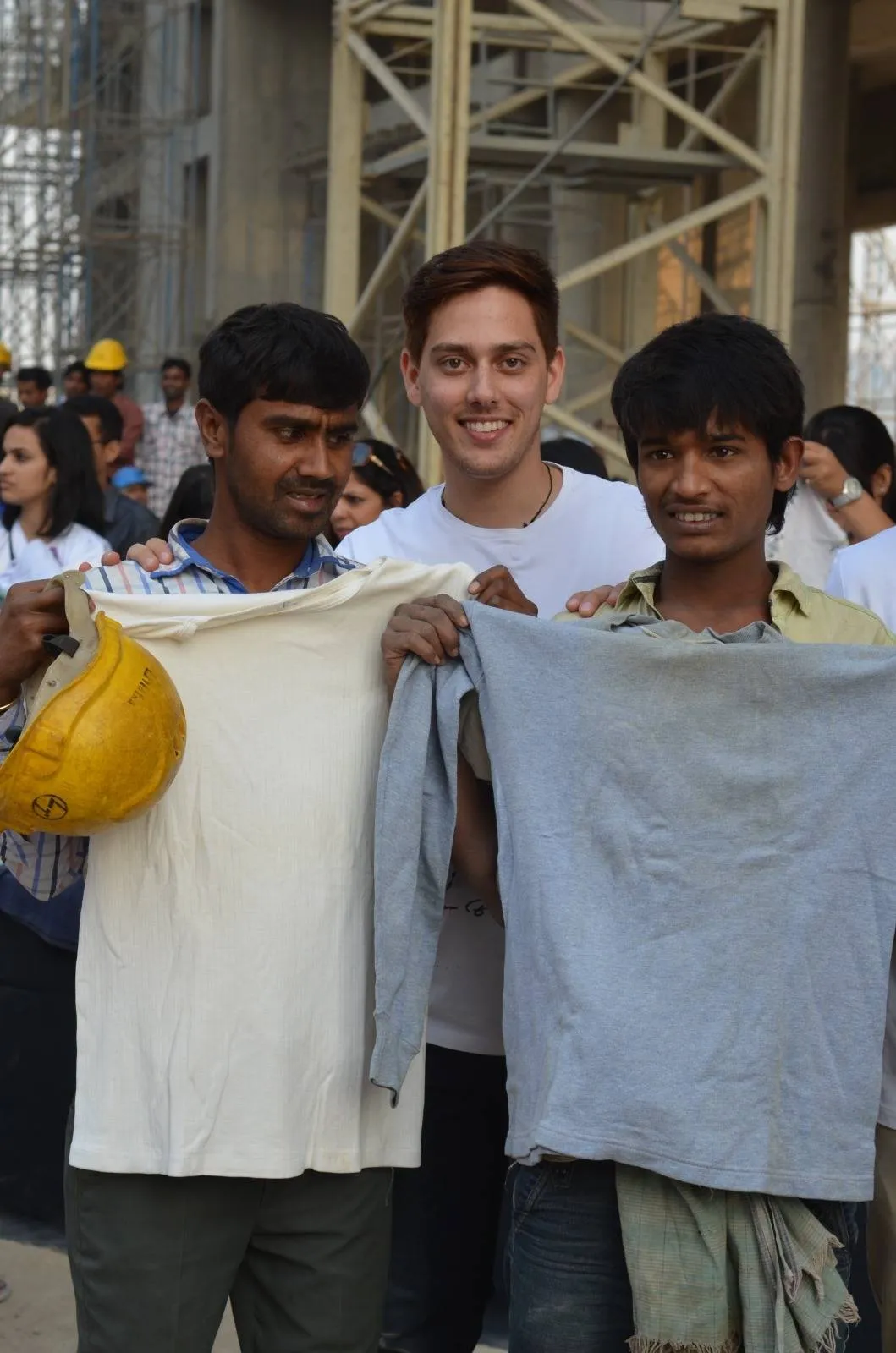 Sajan with labourers from construction sites where they conducted a drive