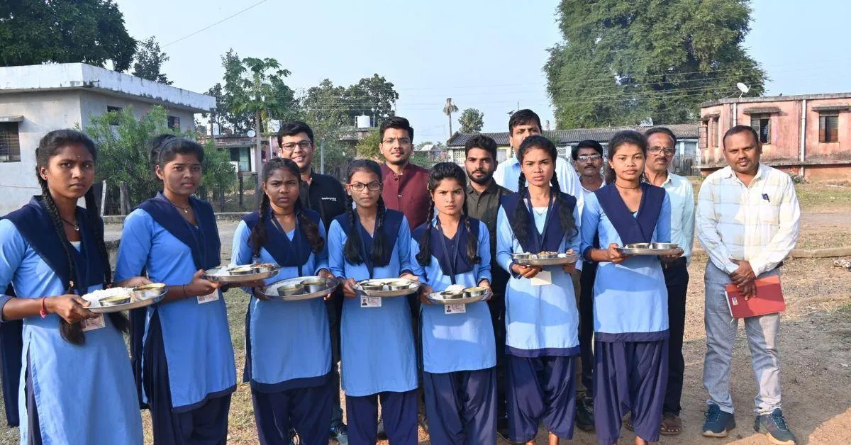 IAS Officer Shubham Gupta with students of the Todsa Ashram School in Etapalli district of Maharashtra
