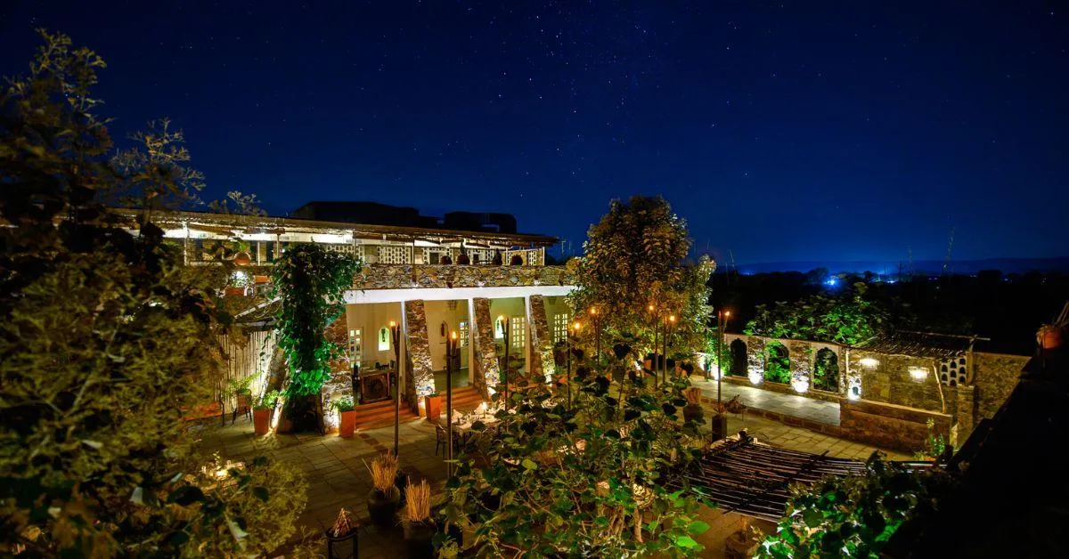 The entire retreat is a beautiful feature against the backdrop of the Aravali Hills