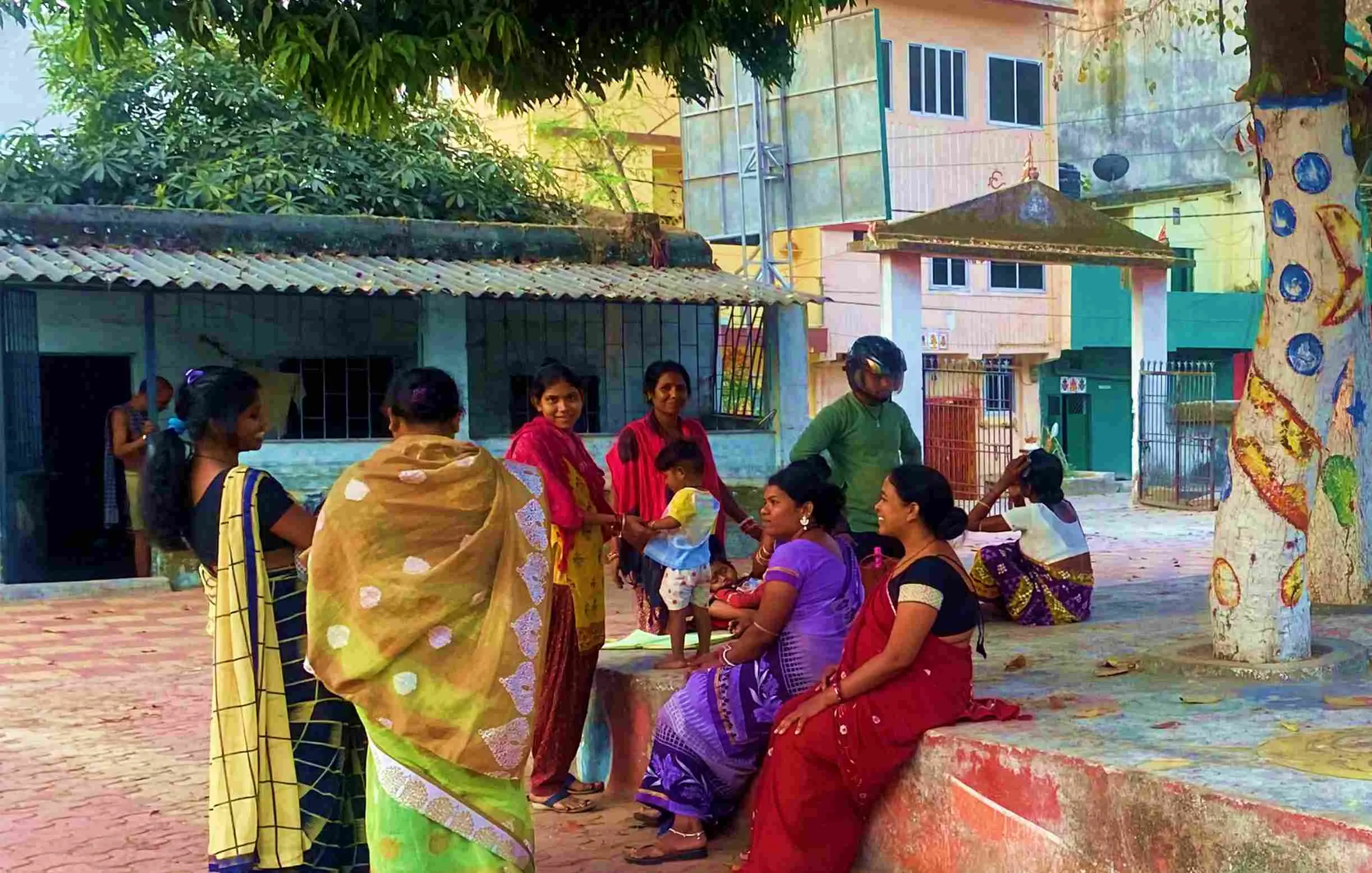 Women self-help group meetings held in the community space.