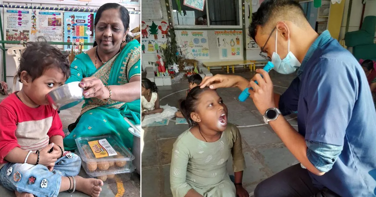 The NGO provides special meals for malnourished children and conducts regular health checkups.