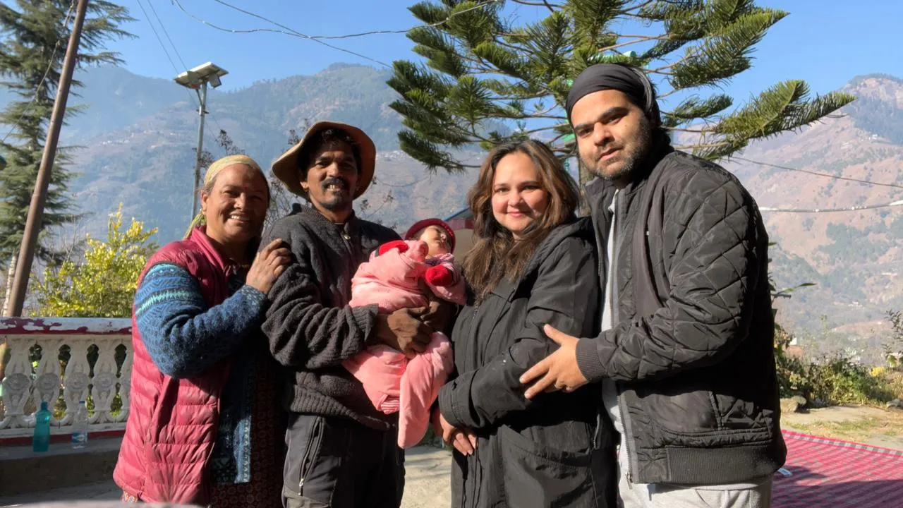 Kundan Singh and his wife Kala with their guests at the Kundan Homestay