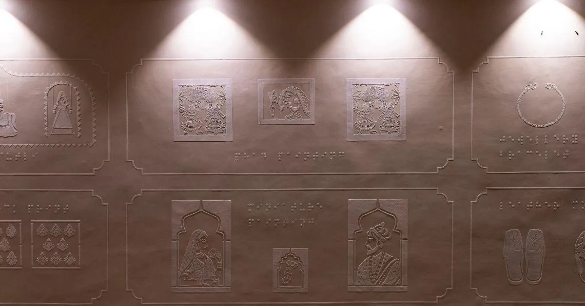 The murals are a deep dive into the history of India and are intricately designed using braille