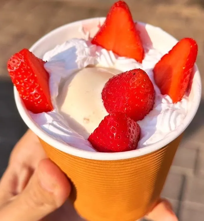 The iconic strawberry cream dessert that is a hit item on the menu at Bachelorr's