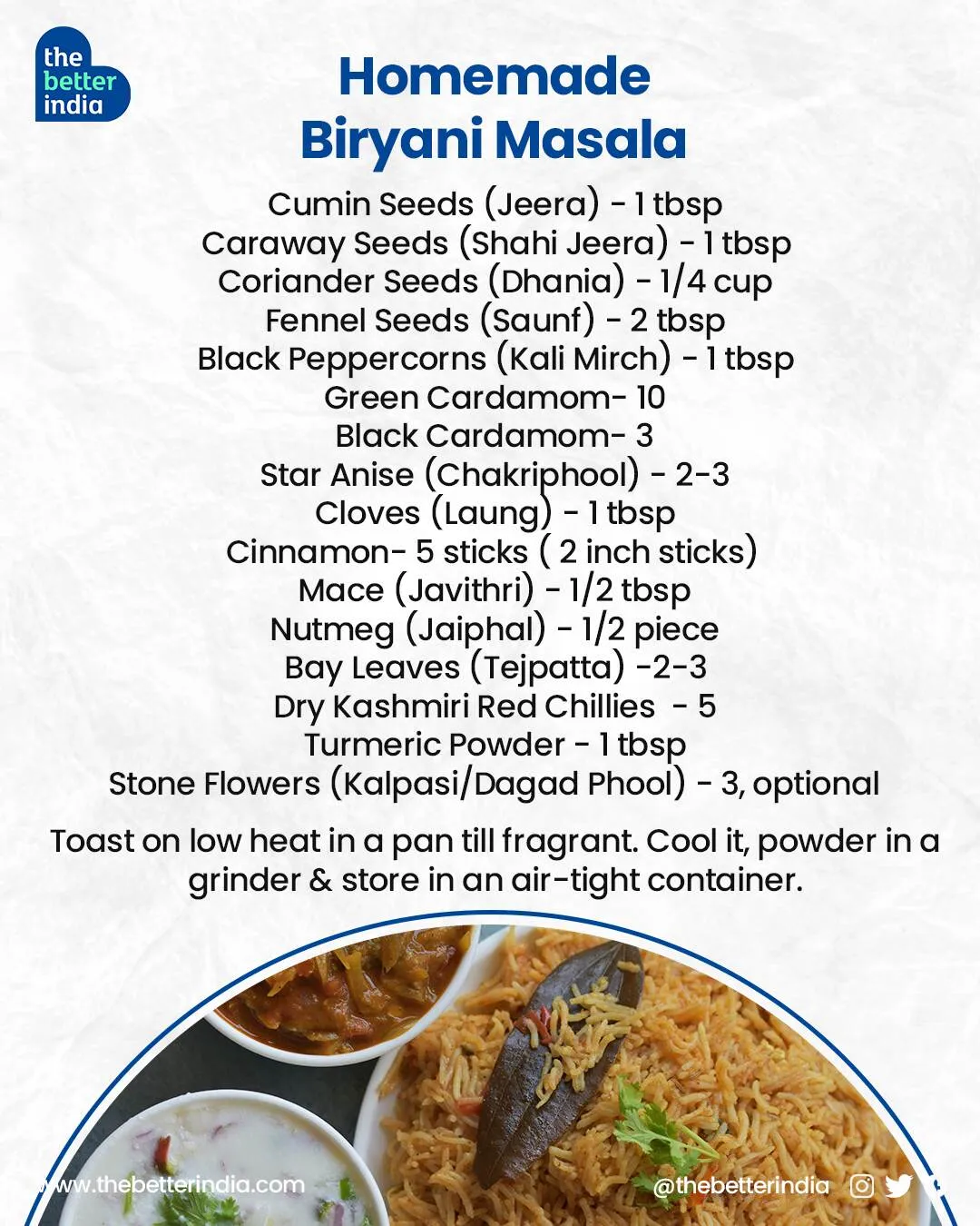 Homemade biryani masala recipe