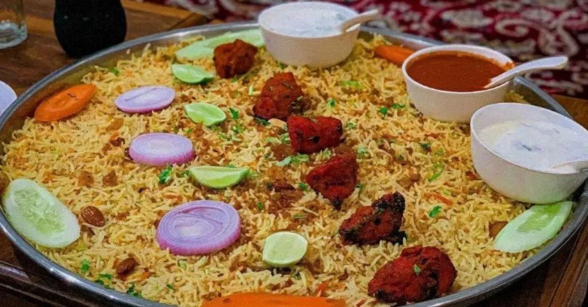 The feast at Zeeshan includes a platter of meaty heavy dishes typical to Hyderabadi culture,