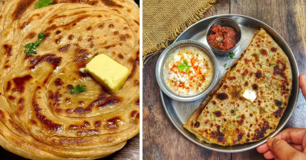 Parathas are a staple in North India and come in a variety of fillings, 