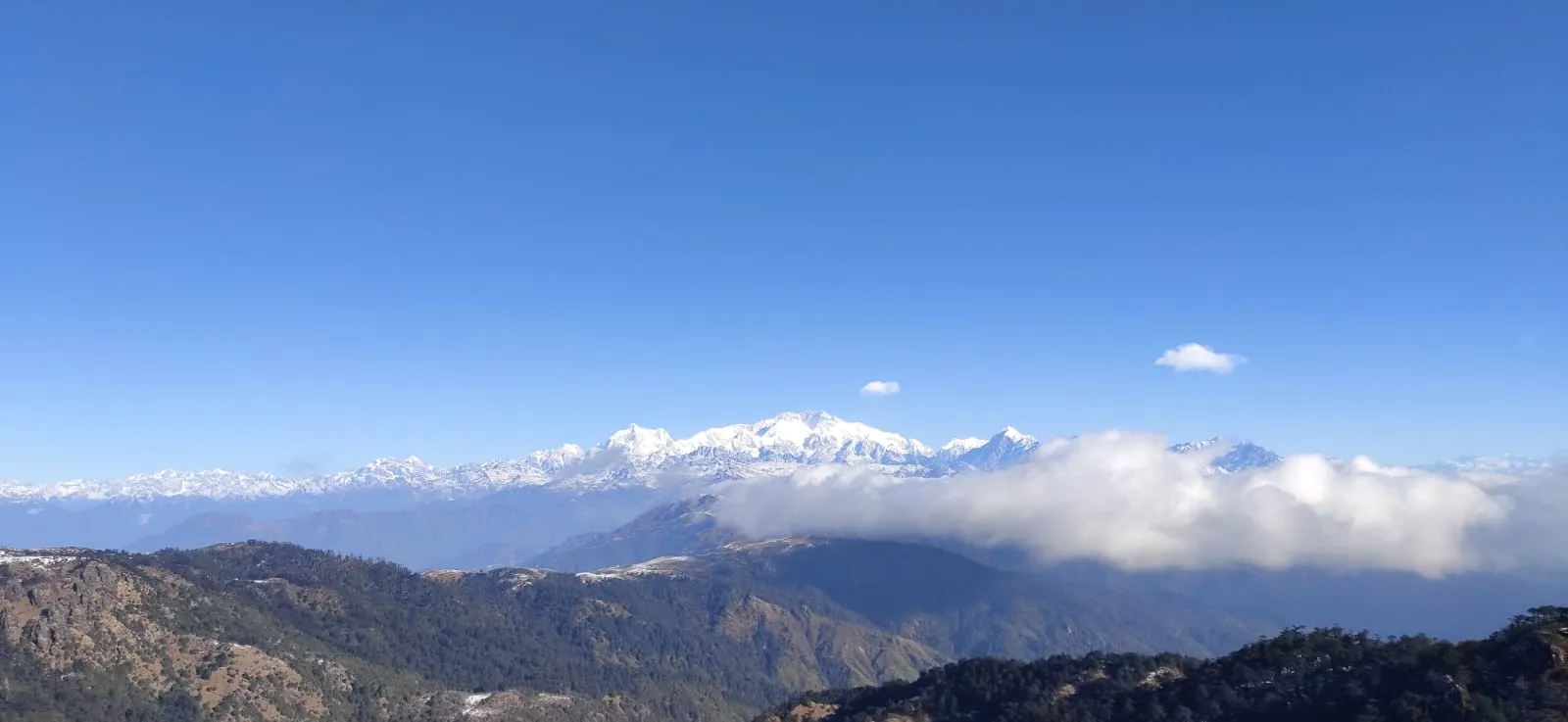 The outline of the Kanchendzonga range resembling 'The Sleeping Buddha'