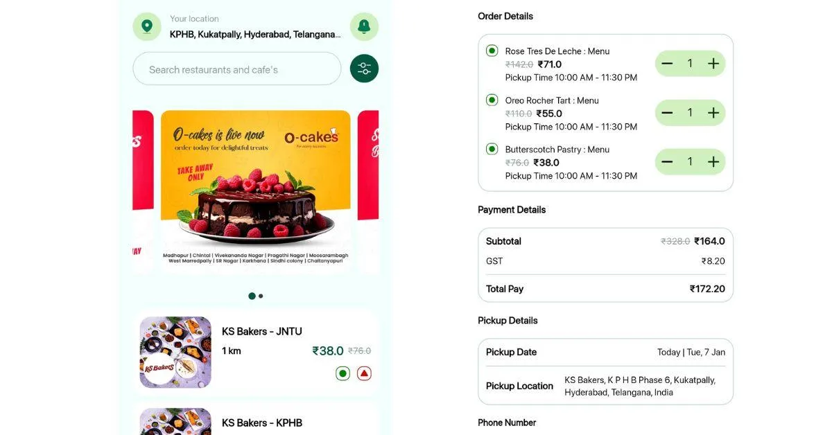 Screenshots of how the app looks like for the users.