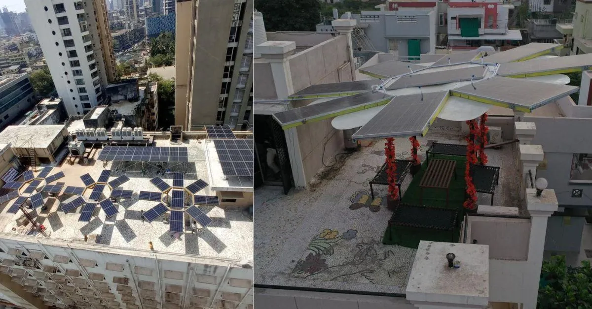 Apart from solar trees, Shani has also built solar gazebos that provide shade and power homes.