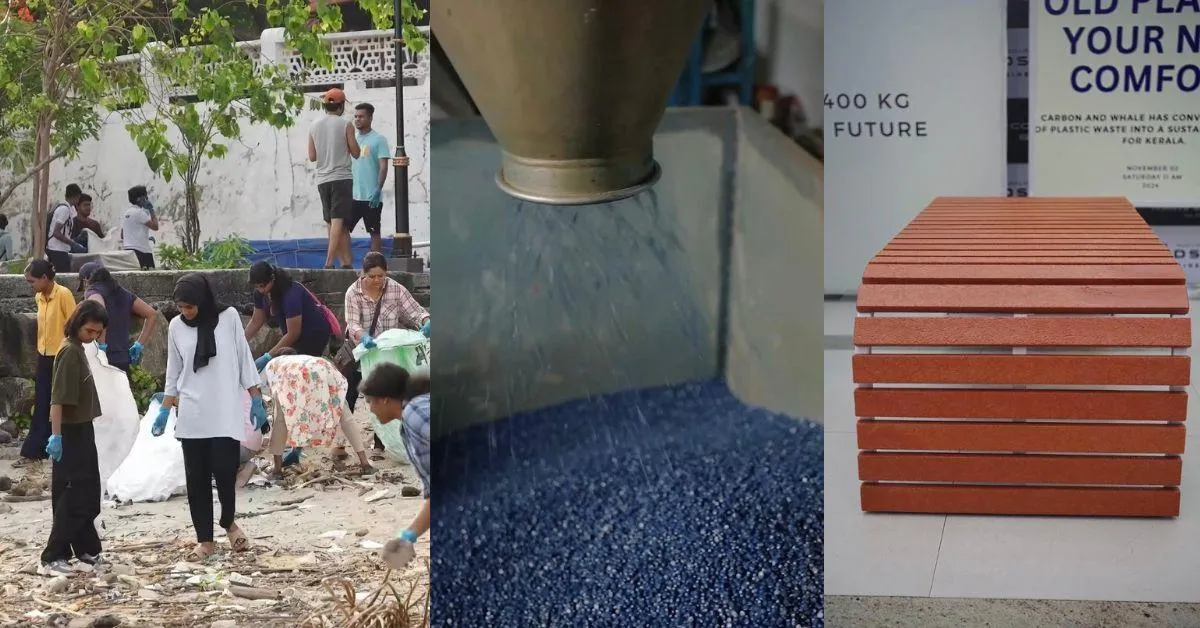 With the help from volunteers, the startup first collects plastic waste and then recycles into benches and paver tiles.