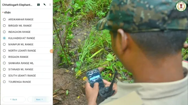 Foot officers documenting elephant movements