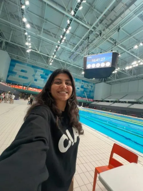 Archana near the pool