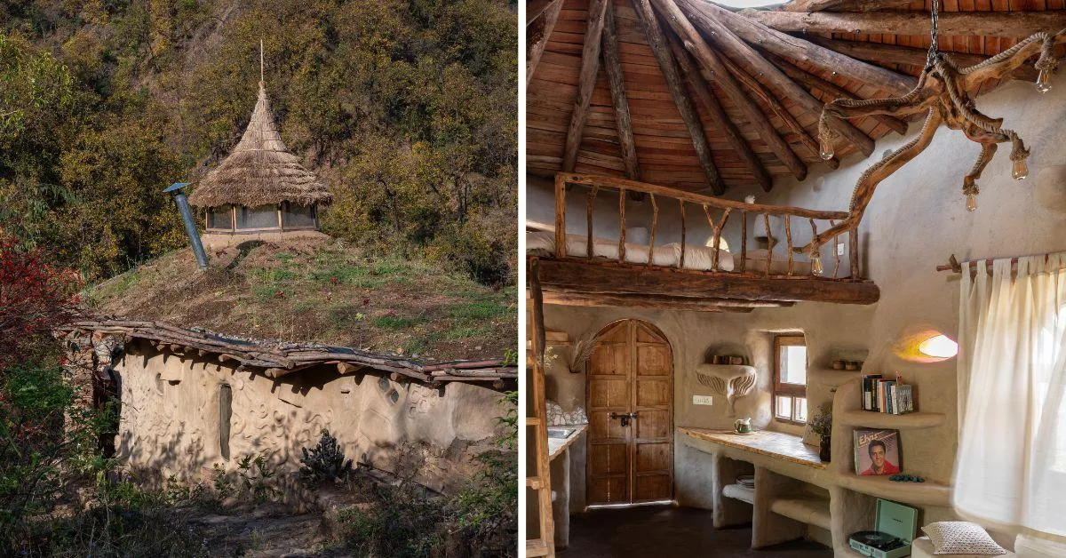 The Tiny Farm Fort is a sustainable homestay in Rishikesh that has been built with cob which is a natural material 
