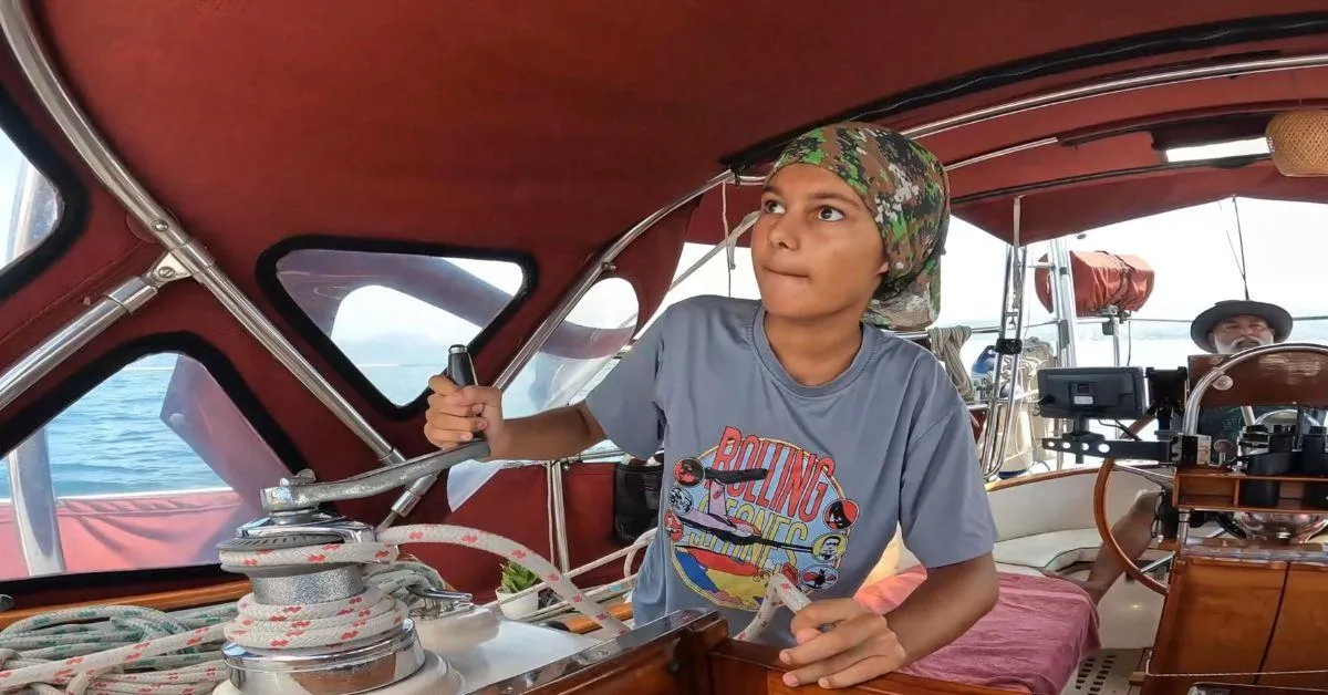 Kaeya Gautam spends her vacations with her parents on their solar-powered boat where she perfects her sailing techniques 