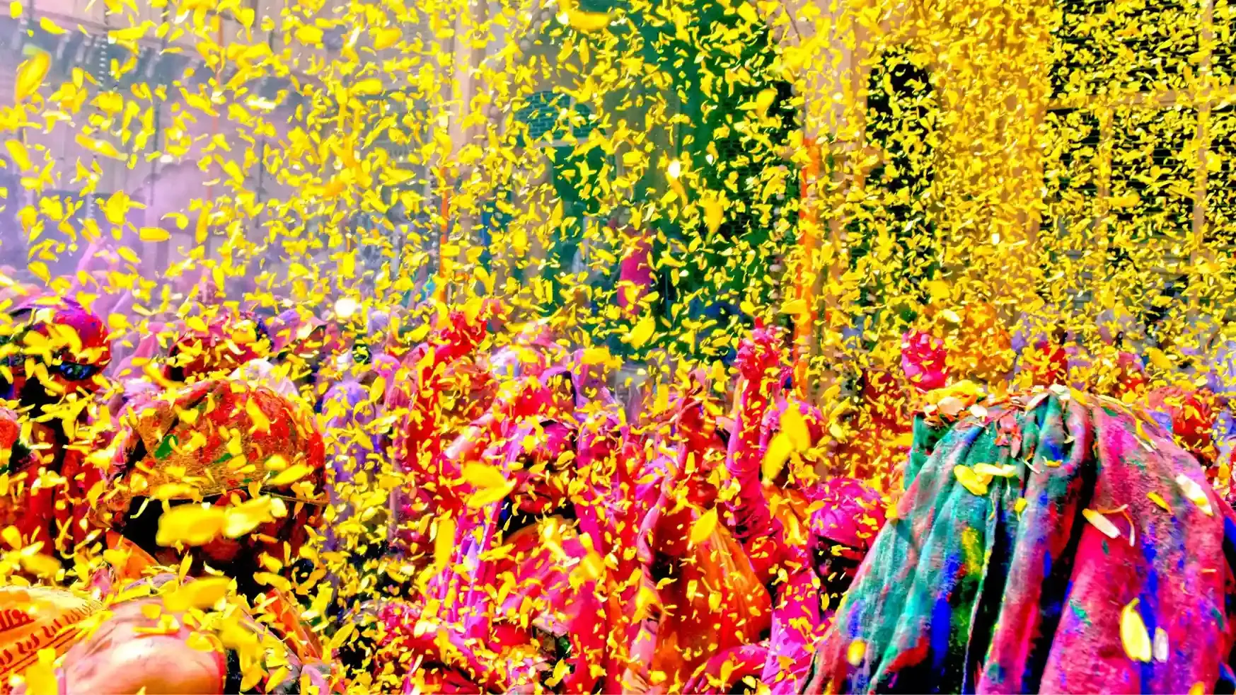 In Vrindavan, the birthplace of Lord Krishna, Holi is celebrated with flowers
