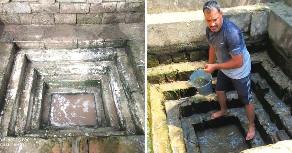 Vijay cleaning the stepwells