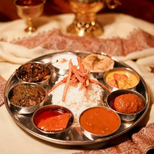 Grand wazwan thali at Matamaal. 