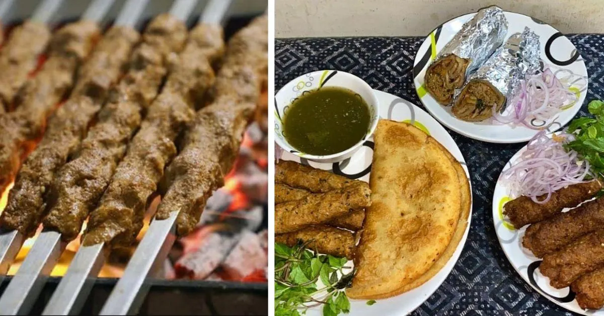 The seekh at Nawab Seekh Corner is delicious and accompanied by a range of chutneys