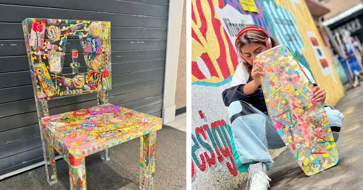 Poonam began creating resin art furniture using her daughter's old toys