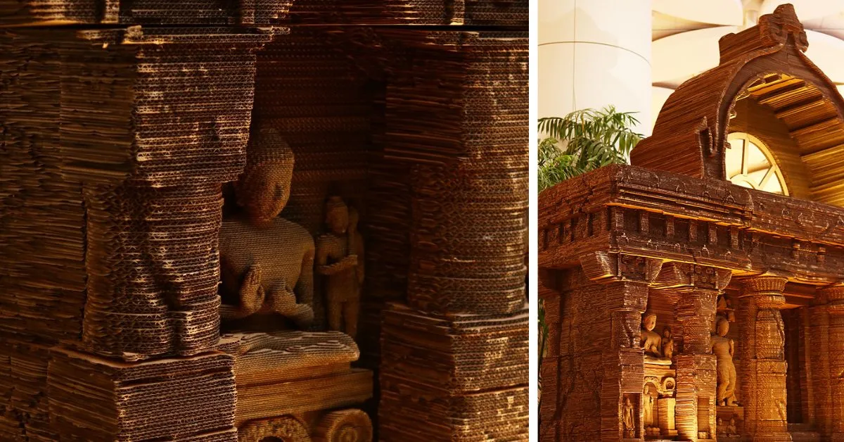 Bandana’s large-scale recreations, such as the Ajanta Caves, showcase the potential of recycled materials in preserving India’s heritage through art.