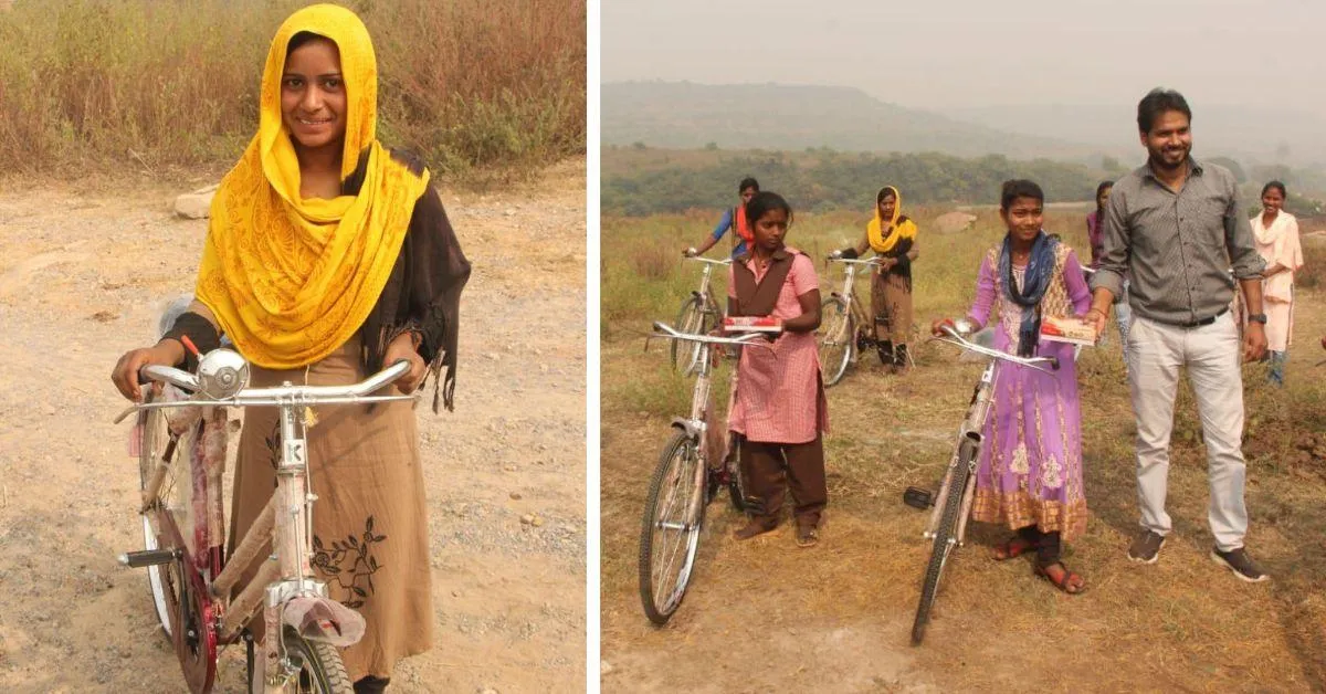 The girls living in Naxalite affected areas of Mirzapur were provided with cycles in order to make their way to school