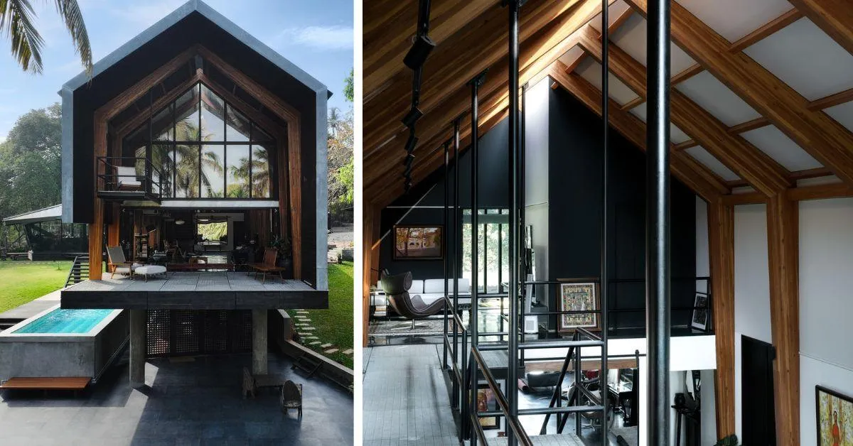The Timber Residence in Vagator, Goa is built using glue-laminated timber, a kind of engineered wood