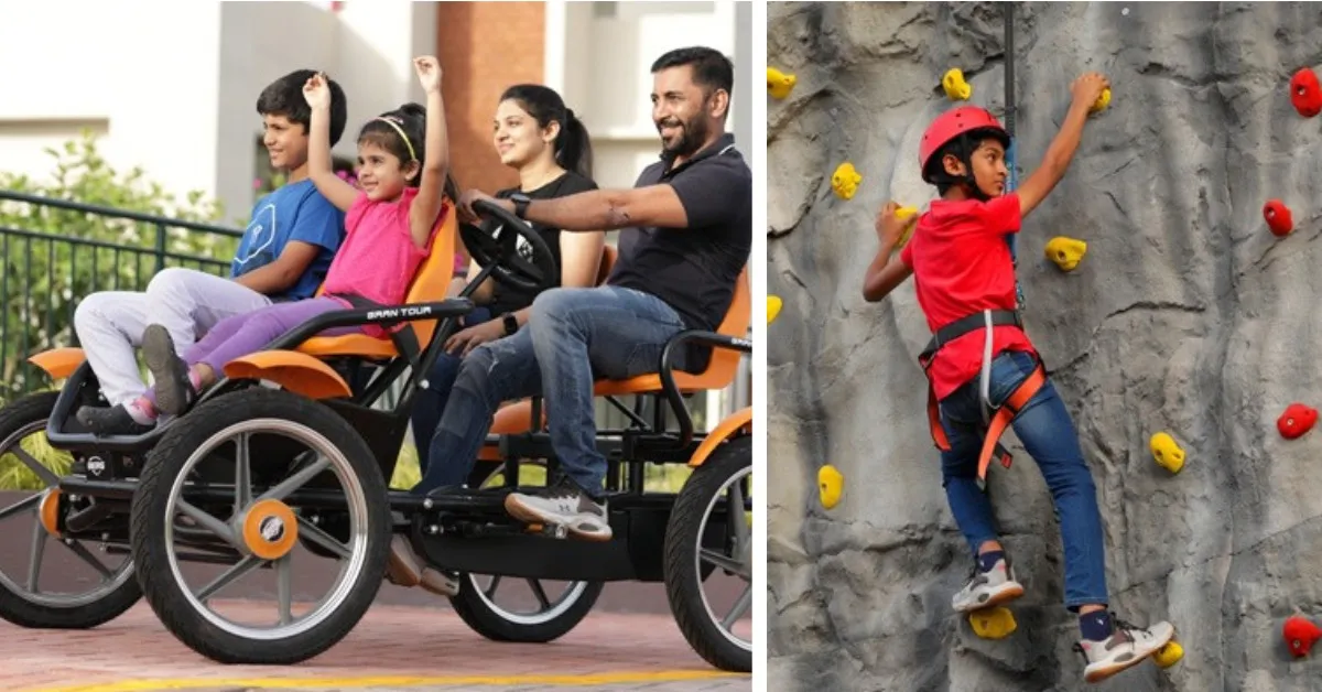 With jogging tracks, family cycles, an open gym, and a pool, the park promotes fitness for both kids and adults. Picture credits: Chittilappilly Square