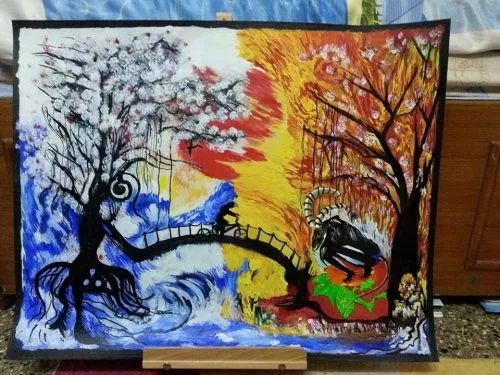 ‘My Trees of Life’ – This depicts, directly and metaphorically, the story of Reshma running away from home on a cycle when she was 14