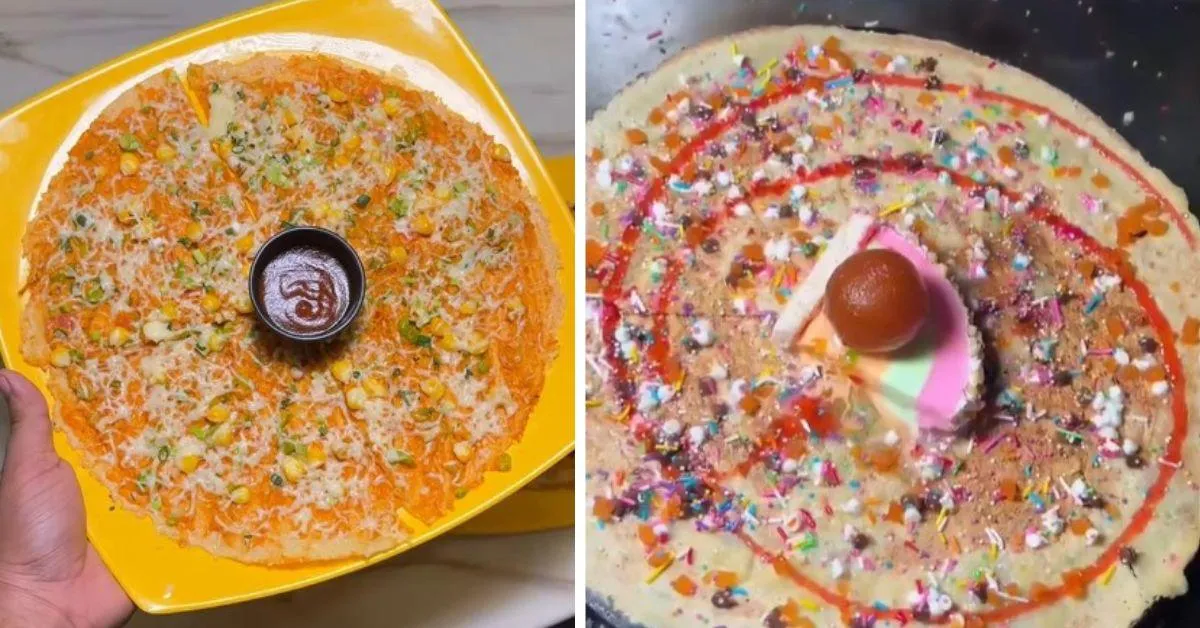 At Dosa Halt in Chennai, fusion dosas are served, including ice cream dosa and gulab jamun dosa, 