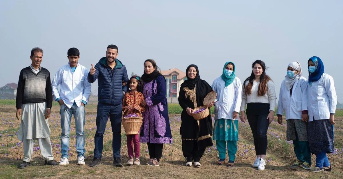 The Mir family's farm spans 30 acres, with half devoted to saffron cultivation
