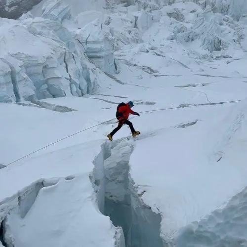 The Khumbu Icefall section was one of the toughest challenges Aritra faced during the climb.
