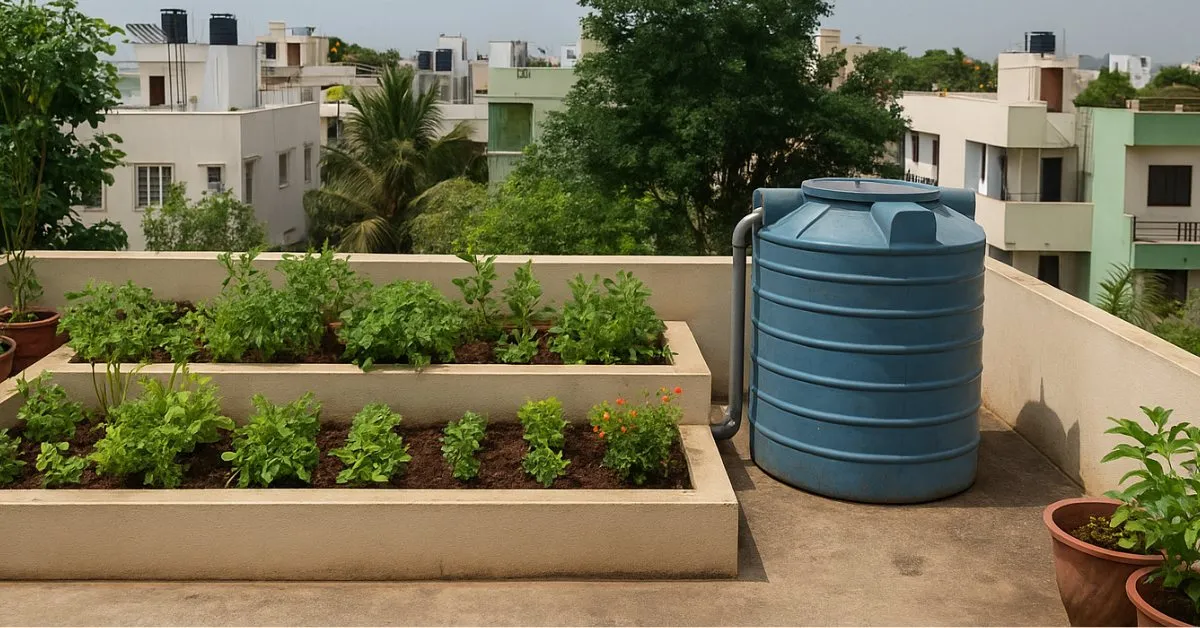 Indian homes are integrating terrace gardens with rainwater harvesting to combine sustainability and food production.