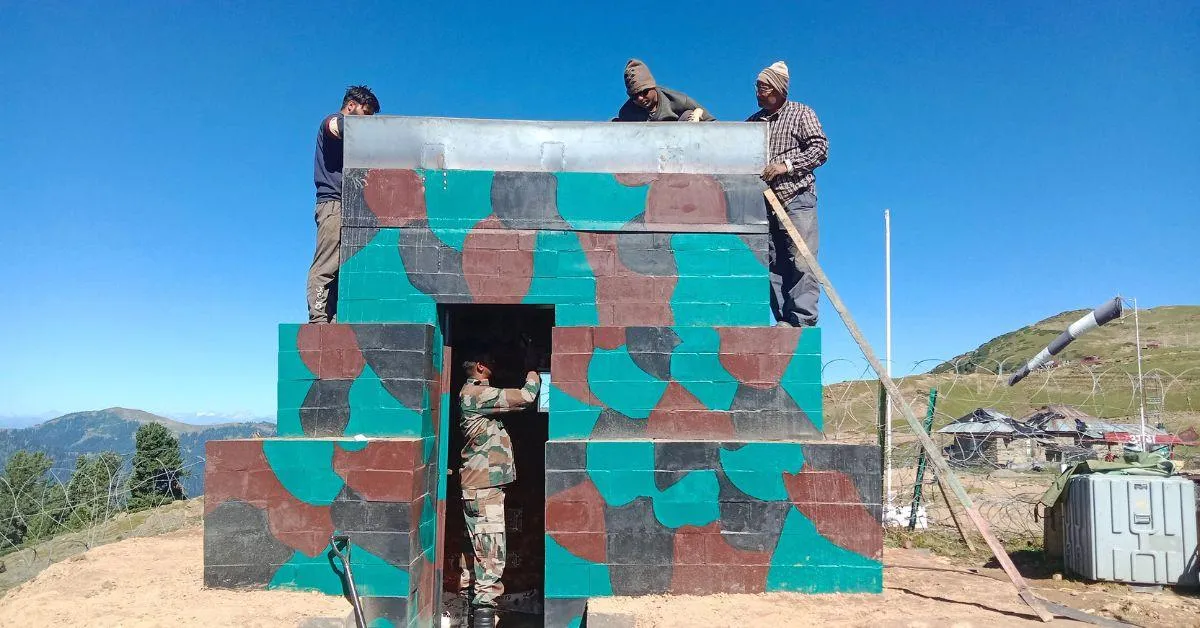 The bunker has been designed in J&K by Gurugram-based R+D Studio and is made of Silica Composite Hollow Blocks (SCHB), 