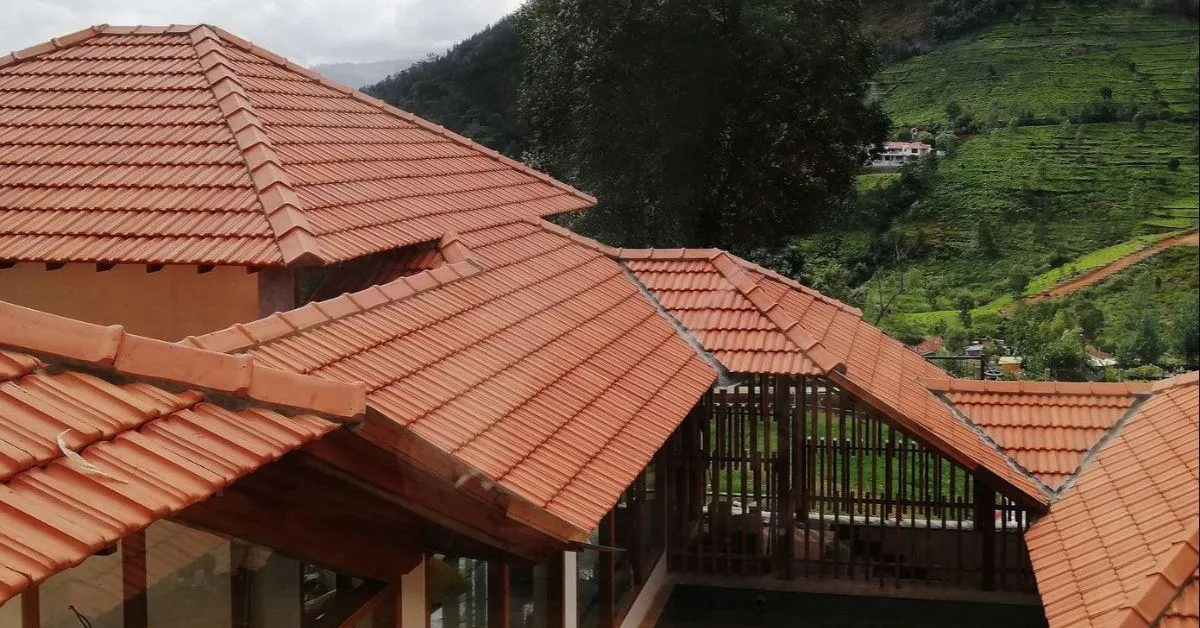Burnt clay tiles are shaped and fired using traditional kilns. 