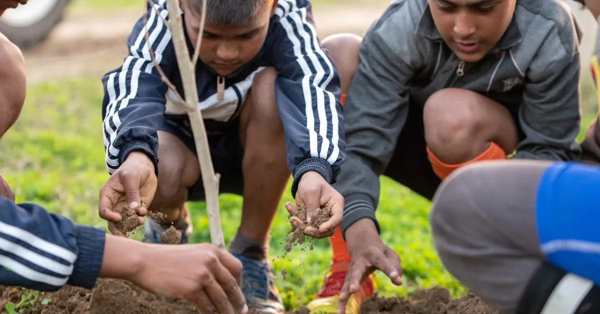 Roundglass Foundation encourages and educates the youth to plant native trees in their villages, so that the initiative continues